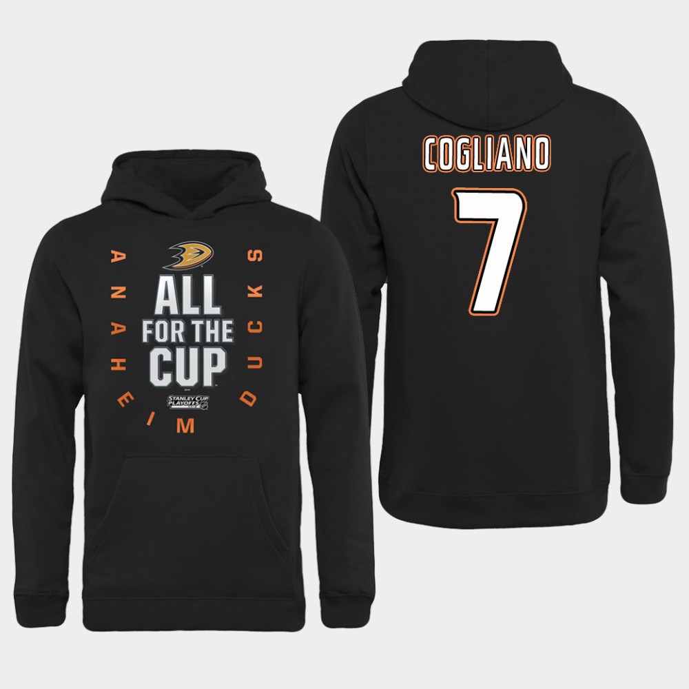 NHL Men Anaheim Ducks #7 Cogliano Black All for the Cup Hoodie